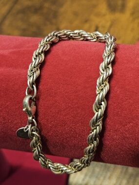Tiffany & Co. sterling silver and gold twisted rope bracelet. 